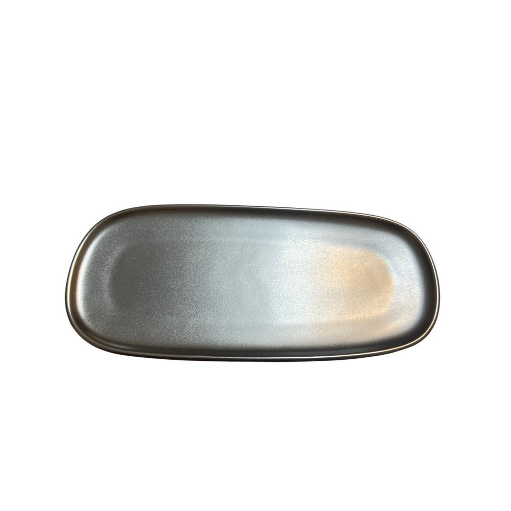 Alessi For Delta Black Ceramic Black Asian Modern Butter Dish Tray 8.25" x 3.5"